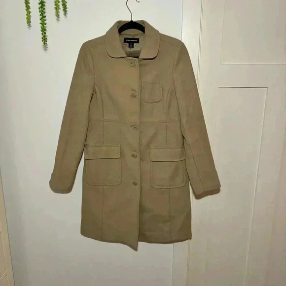 Club Monaco Womens Wool Blend Camel Coat Fully Lined Button Down-Size Medium - Picture 5 of 15